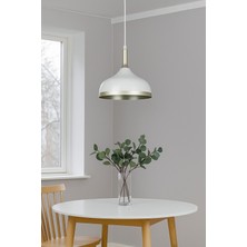 Cosmos Beyaz Içi Gold Özel Tasarım Modern Dekoratif Cafe Mutfak Salon Sarkıt Tekli Avize (Ampulsüz)