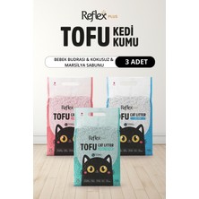 Reflex Plus Kokusuz & Bebek Pudrası & Marsilya Sabunu Kokulu Tofu Kedi Kumu 7 L x 3 Adet