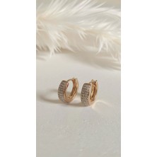 Solène Fuga Zirkon Taşlı Rose Gold Çelik Küpe