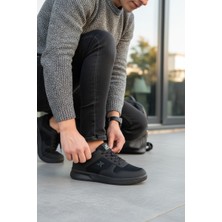 Enoch Erkek Siyah Bağcıklı Beyaz Tabanlı Büyük Numara Spor Ayakkabı (45-50)