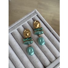 İrem Yıldız Mavi Renk Sallantılı Çelik Küpe