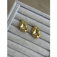 İrem Yıldız Gold Plaka Model Çelik Küpe