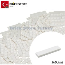 LEGO Yedek Parçalar, 100 Adet 1x4 Tile Düz Fayans Parçası, Beyaz Renk ( White ),2431