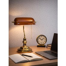 Mars Concept Retro Banker Ofis Masa Lambası - Cam Başlık , Metal Gövde