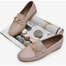 Tonny Black Kadın Bej Kadın Klasik Loafer Toka Detayl Babet Günlük  Babet
