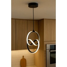 Doruk Siyah Renk Modern Tasarım - Salon - Mutfak - Hol Beyaz LED Sarkıt Avize