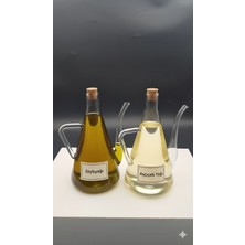 Öz-Home 2'li Borosilikat Cam Yağlık / Sirkelik / Yağdanlık  Mantar Kapaklı 500 ml