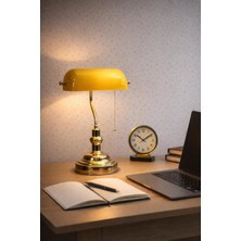 Mars Concept Retro Banker Ofis Masa Lambası - Cam Başlık , Metal Gövde