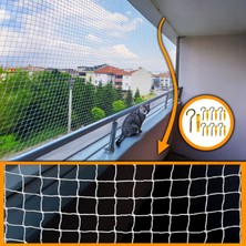 Morilu Kedi Filesi - 4 cm Göz 2.5 mm Ip - Montaj Kancası Hediye - Balkon Kedi Ağ