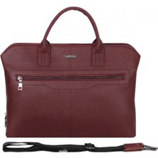 Elit Cambridge Polo Suni Deri Evrak Çantası Bordo