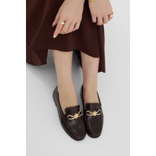 Tonny Black Kadın Kahve Kadın Klasik Loafer Toka Detayl Babet Günlük  Babet