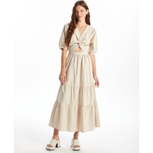 Lc Waikiki Yeni Sezon V Yaka Düz Kısa Kollu A Kesim Elbise