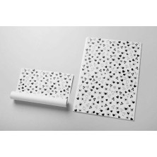 Koliciabla Siyah Kalp Baskılı Beyaz Pelur Kağıt (32x45 cm) - 100 Adet