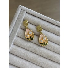 İrem Yıldız Modern Çiçek Desen Çelik Küpe