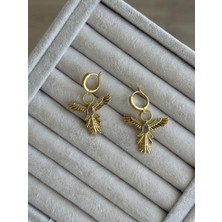 İrem Yıldız Kuş Model Gold Çelik Küpe