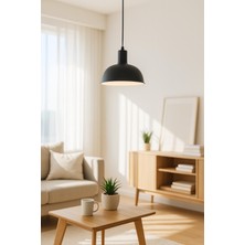 Luna Siyah Içi Beyaz Renk Modern Tasarım Metal Cafe - Mutfak Tekli Avize (Ampulsüz)