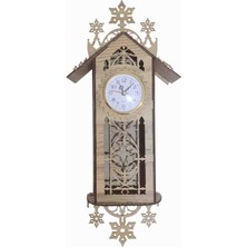 Lazerus Cnc Markalama Ahşap Görünümlü Dekoratif Duvar Saati