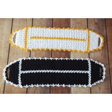 Elişi El Emeği Uzun Banyo Lifi 2'li Paket Siyah - Beyaz Renk (En 15CM- Boy 50CM)