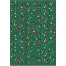 Koliciabla Yeşil Zeminli Sevimli Ayıcık ve Yılbaşı Desenli Pelur Kağıt (32x45 cm) - 100 Adet  Sevimli Kış Masalı