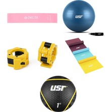 Delta 10 Adet Orta Sert Aerobik Band Latex Pilates Yoga Last... +4 Parça Fitness Seti