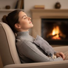 Hedea Kiraz Çekirdeği Kare Yastık Doğal Sıcak Soğuk Terapi Yıkanabilir Gri