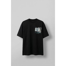 Abluka Online Erkek Oversize Nakış Detaylı Anadolu Motifi T-Shirt Siyah