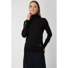 On Fashion Kadın Siyah Boğazlı Kazak 63503