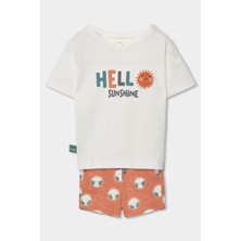 Boboli Hello Desenli 2li Takım 6-24 Ay Beyaz