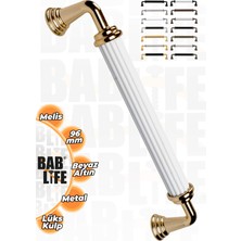 Bablife Melis 96MM Beyaz-Altın Metal Lüks Çekmece Dolap Mobilya Kulpları Tüm Renk Seçenekleriyle
