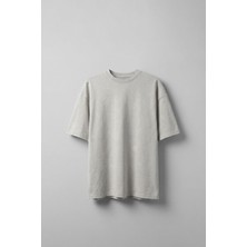 Abluka Online Erkek Oversize Yıkamalı Pamuklu Basic T-Shirt Gri