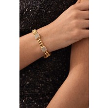 Solène Alara Zirkon Taşlı Rose Gold Altın Kaplama Çelik Bileklik