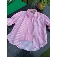 bebexy  Içi Fitilli Tişörtlü Gömlek Pembe Çizgili