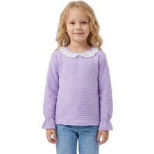 Crassi Kız Çocuk Bluz Yaka Dantelli Kol Lastikli