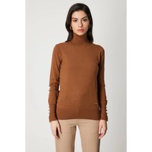 On Fashion Kadın Kahverengi Boğazlı Kazak 63503