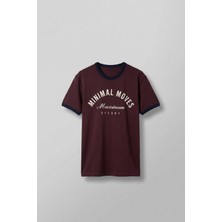 Abluka Online Erkek Regular Fit Kontrast Detaylı T-Shirt Bordo