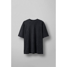 Abluka Online Erkek Oversize Yıkamalı Pamuklu Basic T-Shirt Siyah