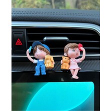 Özgürce Sevimli Çift Oturma Biblo Aksesuarı, Araba Içi Dekorasyon Hediye