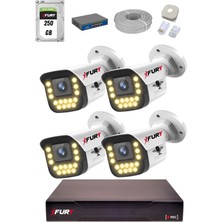 Fury 15 Warm LED Ip Güvenlik Kamera Seti 4 Kameralı Sesli 4mp Gece Renkli Su Geçirmez 1403S 250GB