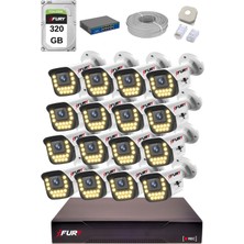 Fury 15 Warm LED Ip Güvenlik Kamera Seti 16 Kameralı Sesli 4mp Gece Renkli Su Geçirmez 1403S 320GB