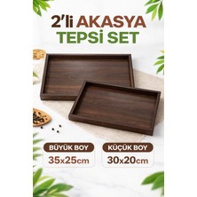 Ogeda Home 2'li Akasya Ahşap Sunum ve Dekoratif Organizer Tepsi Seti