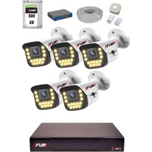 Fury 15 Warm LED Ip Güvenlik Kamera Seti 5 Kameralı Sesli 4mp Gece Renkli Su Geçirmez 1403S 500GB