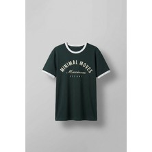 Abluka Online Erkek Regular Fit Kontrast Detaylı T-Shirt Koyu Yeşil