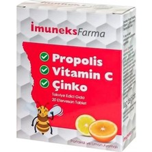 Imuneks propolis Vitamin C ve Çinko 20 Tablet - Dezenfektan Hediyeli (%72 Alkol)