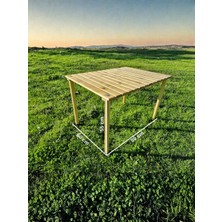Brotherscraft Ahşap Katlanır Rulo Kamp ve Piknik Masası 80*60*55 cm Ceviz