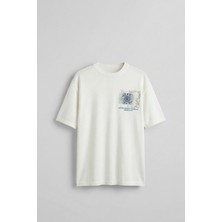 Abluka Online Erkek Oversize Nakış Detaylı Anadolu Motifi T-Shirt Ekru
