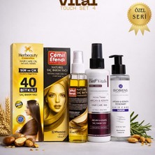 Çare Burada Çareburada Vital Touch Set 4 - Cemilefendi Saç Bakım Yağı 125 ml + Biovitals Argan & Keratin Saç Bakım Sütü + Biobiens Argan&keratin&biberiye Saç Bakım Serumu+ 40 Bitkili Saç Bakım Yağı Herbauty