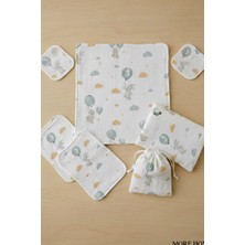 More Home Bebek Müslin Set %100 Pamuk 7 Parça Battaniye Ağız  Bezi Müslin Tavşanlı