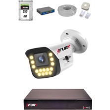 Fury 15 Warm LED Ip Güvenlik Kamera Seti 1 Kameralı Sesli 4mp Gece Renkli Su Geçirmez 1403S 250GB