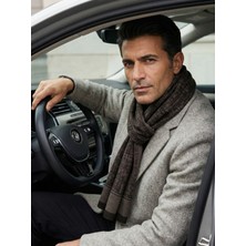 Erkek Atkı Kahve Kaşmir Dokulu Jakar Desenli Yumuşak Kışlık Atkı