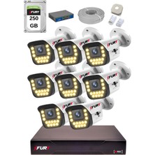 Fury 15 Warm LED Ip Güvenlik Kamera Seti 8 Kameralı Sesli 4mp Gece Renkli Su Geçirmez 1403S 250GB